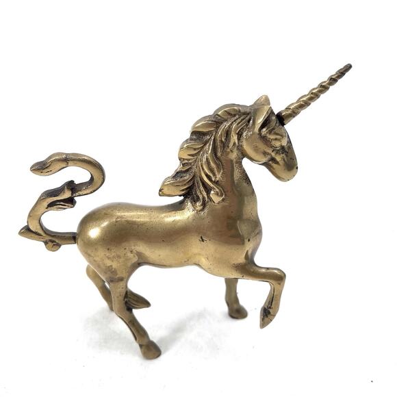 Vintage Solid Brass Unicorn Sculpture Figurine Fantasy Mythical Decor - Picture 6 of 13